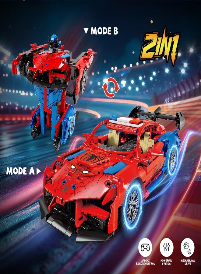 HSANHE 2 in 1 Remote Control Racing Car Building Blocks, Compatible with Lego STEM Toy Building Toys 694 PCS, Gifts Toys for Age 6-12 Years Old Kids Boys - Image 2